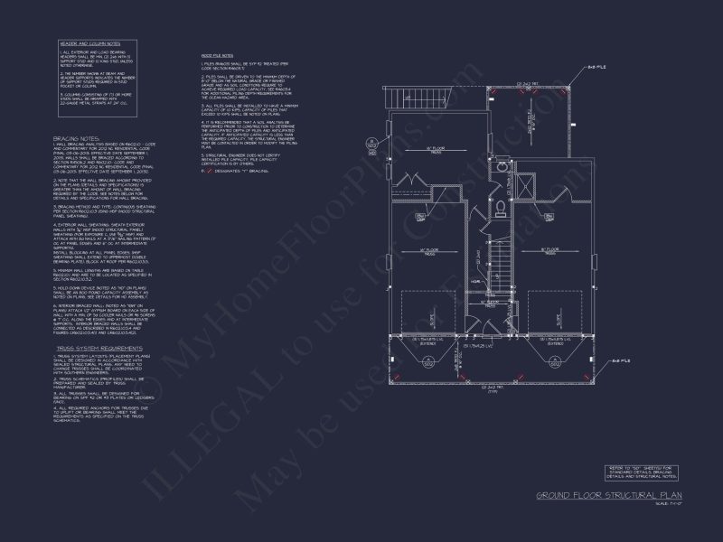 Beach house Floor Plan: 2-Story CAD Designs with 4 Bedrooms