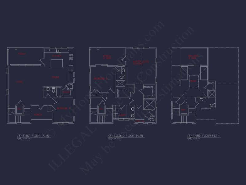Beach house Floor Plan: 3-Story, 4 BR Coastal Blueprint