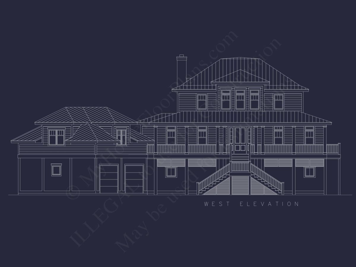 Beach house Floor Plan With Detached Garage and Living Space