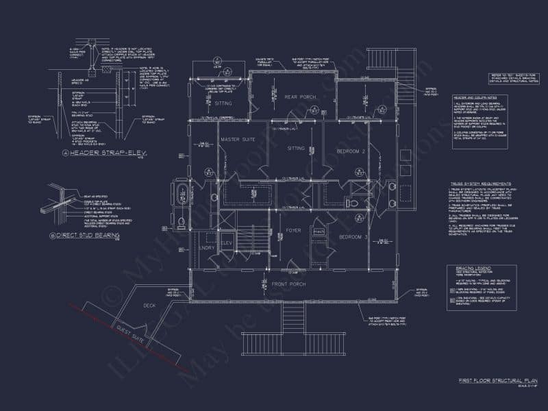 Beach house Floor Plan With Detached Garage and Living Space