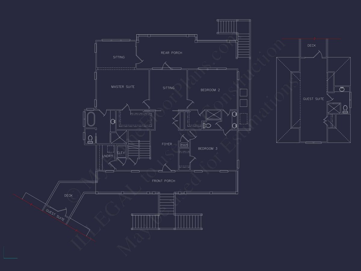 Beach house Floor Plan With Detached Garage and Living Space