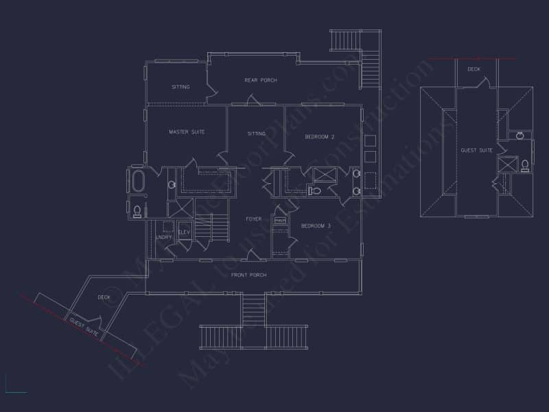 Beach house Floor Plan With Detached Garage and Living Space