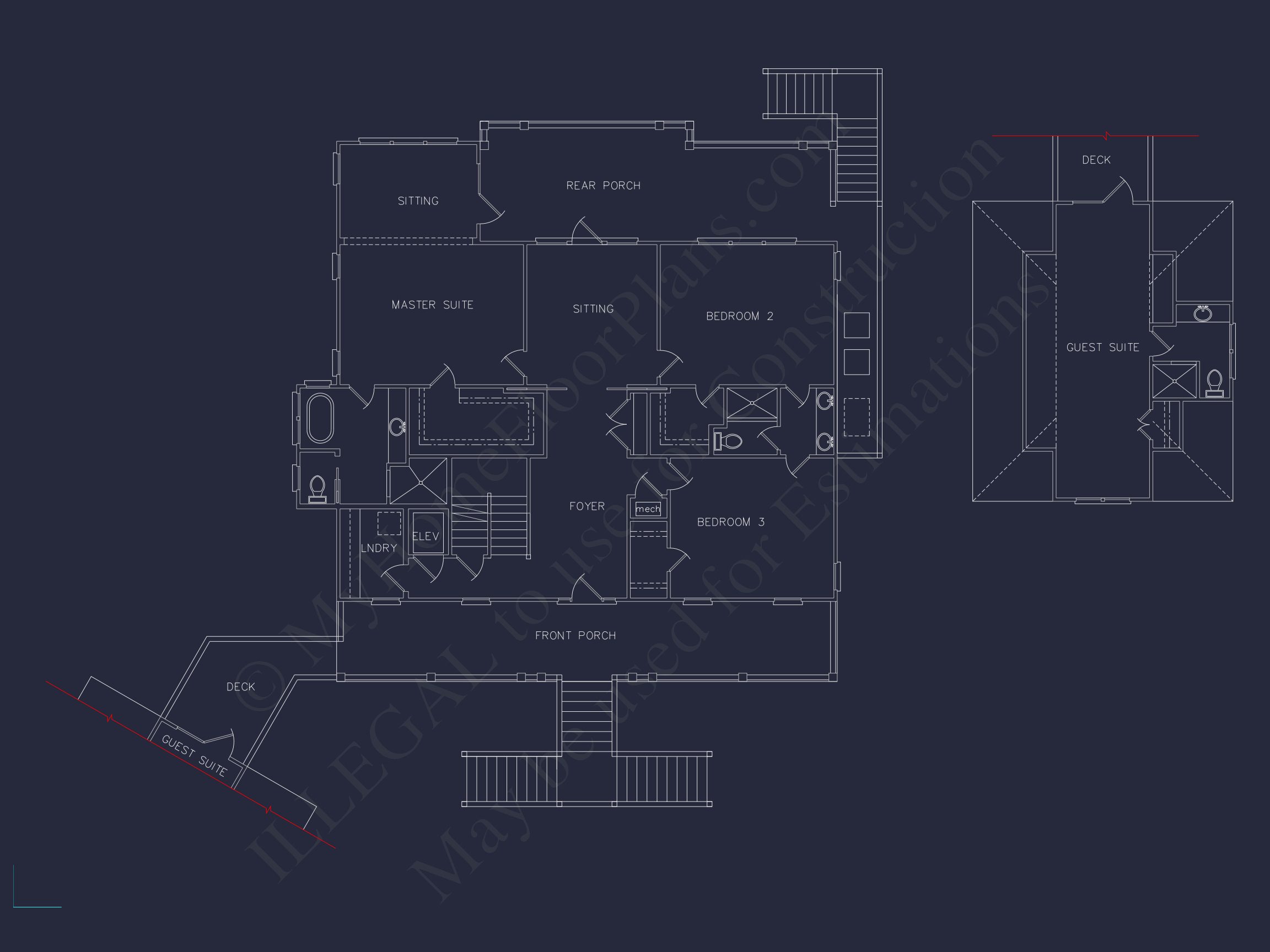 Beach house Floor Plan With Detached Garage and Living Space