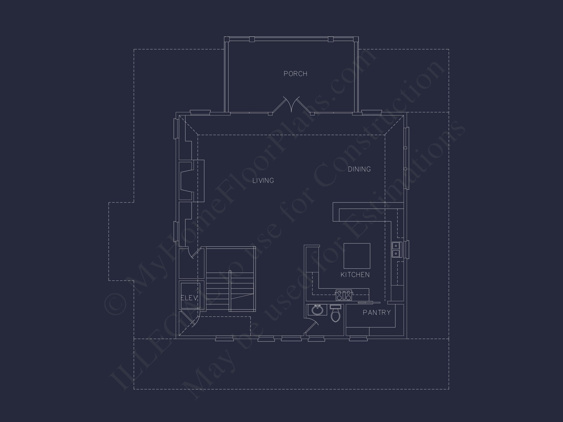 Beach house Floor Plan With Detached Garage and Living Space