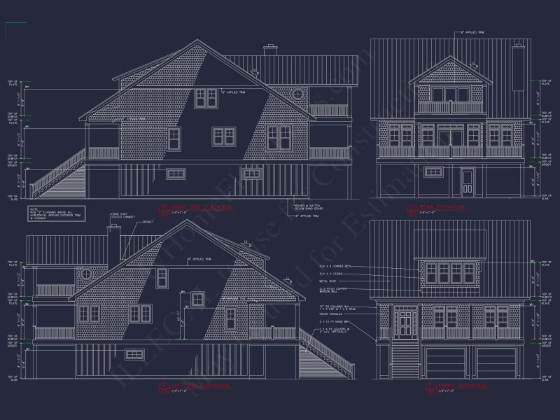 Beach house Floor Plan with Coastal Designs and CAD Blueprint
