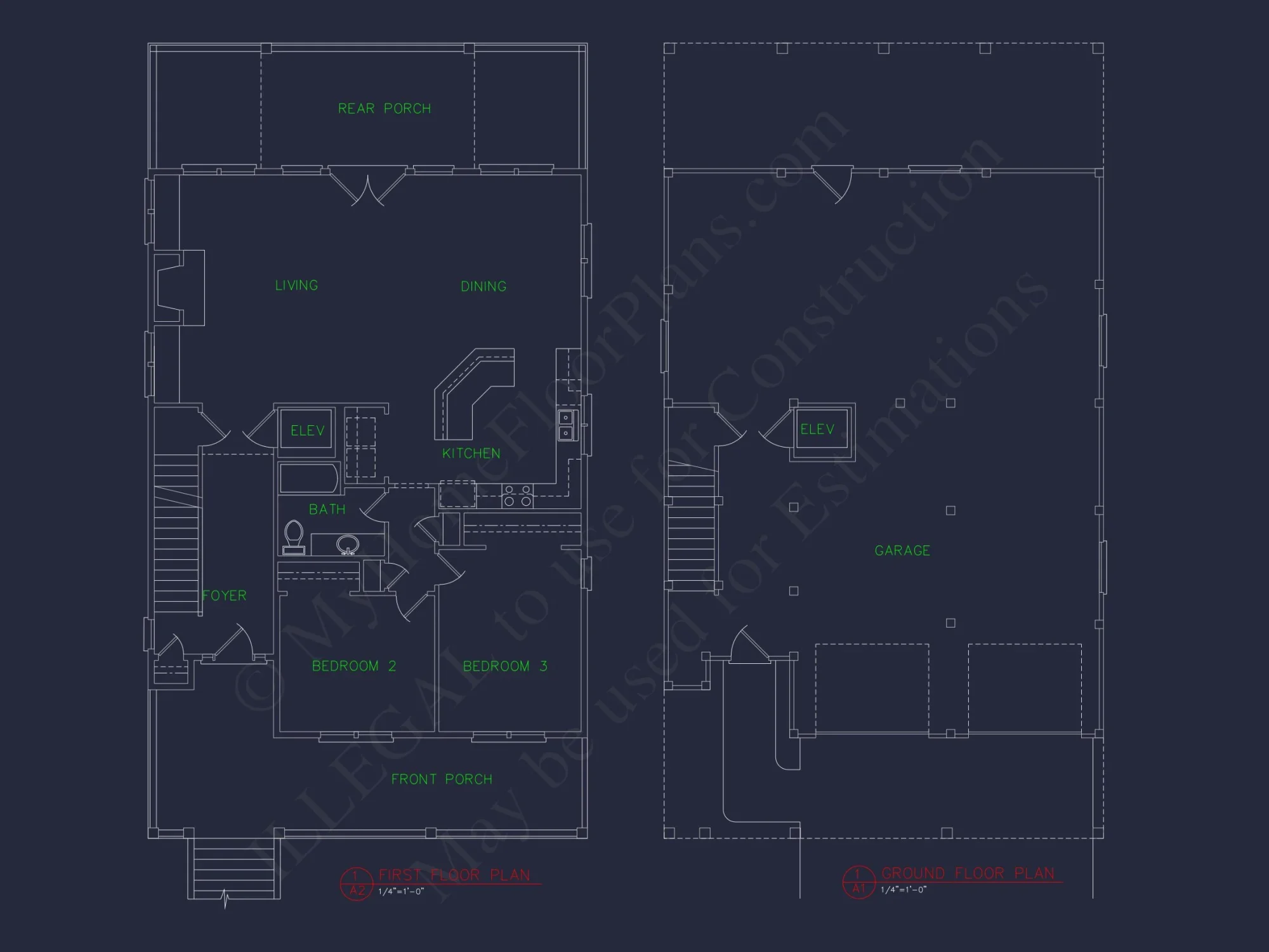 Beach house Floor Plan with Coastal Designs and CAD Blueprint