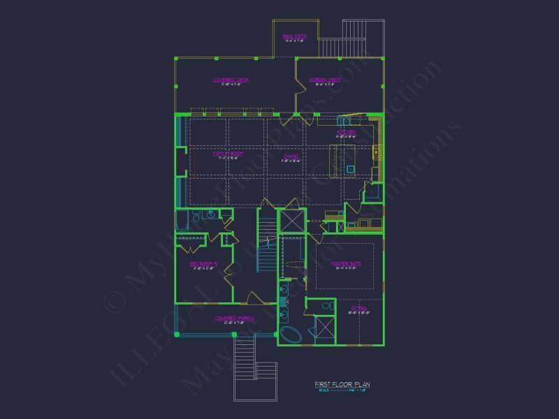 Beach house Plan: Architectural CAD Floor Plans & Designs