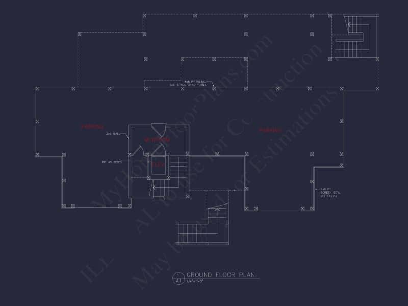 Beach house Plan - Spacious 2-Story CAD Floor Designs
