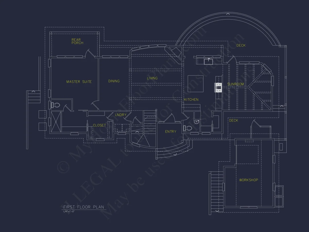 Beach house Plan With 4 Bedrooms, Open Floor Plan & Cart Garage