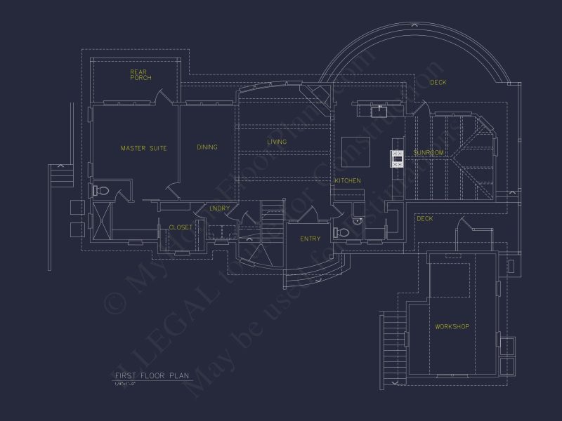 Beach house Plan With 4 Bedrooms, Open Floor Plan & Cart Garage
