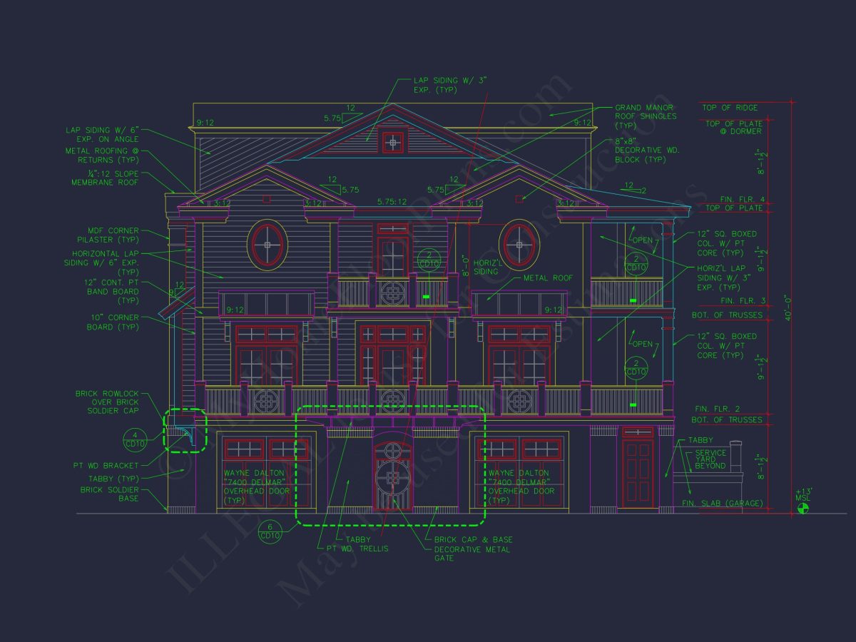 Beach house Plan w/Coastal Design - 5477 Sq Ft, 4 Beds, 4 Baths