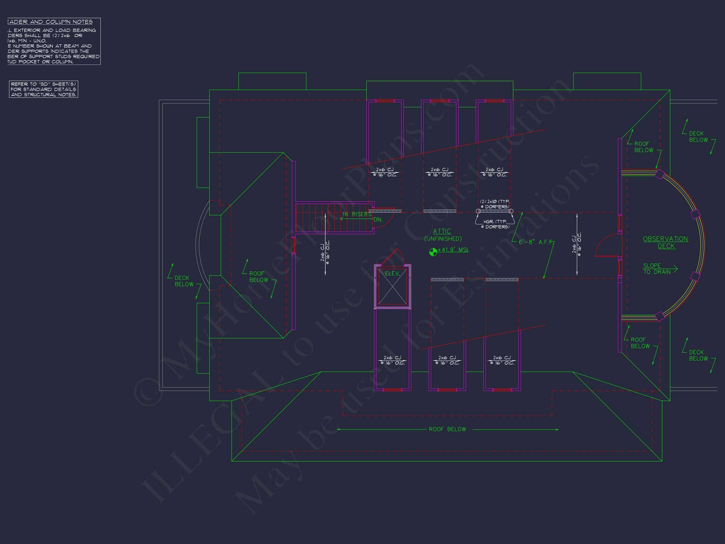 Beach house Plan w/Coastal Design - 5477 Sq Ft,4 Beds,4 Baths