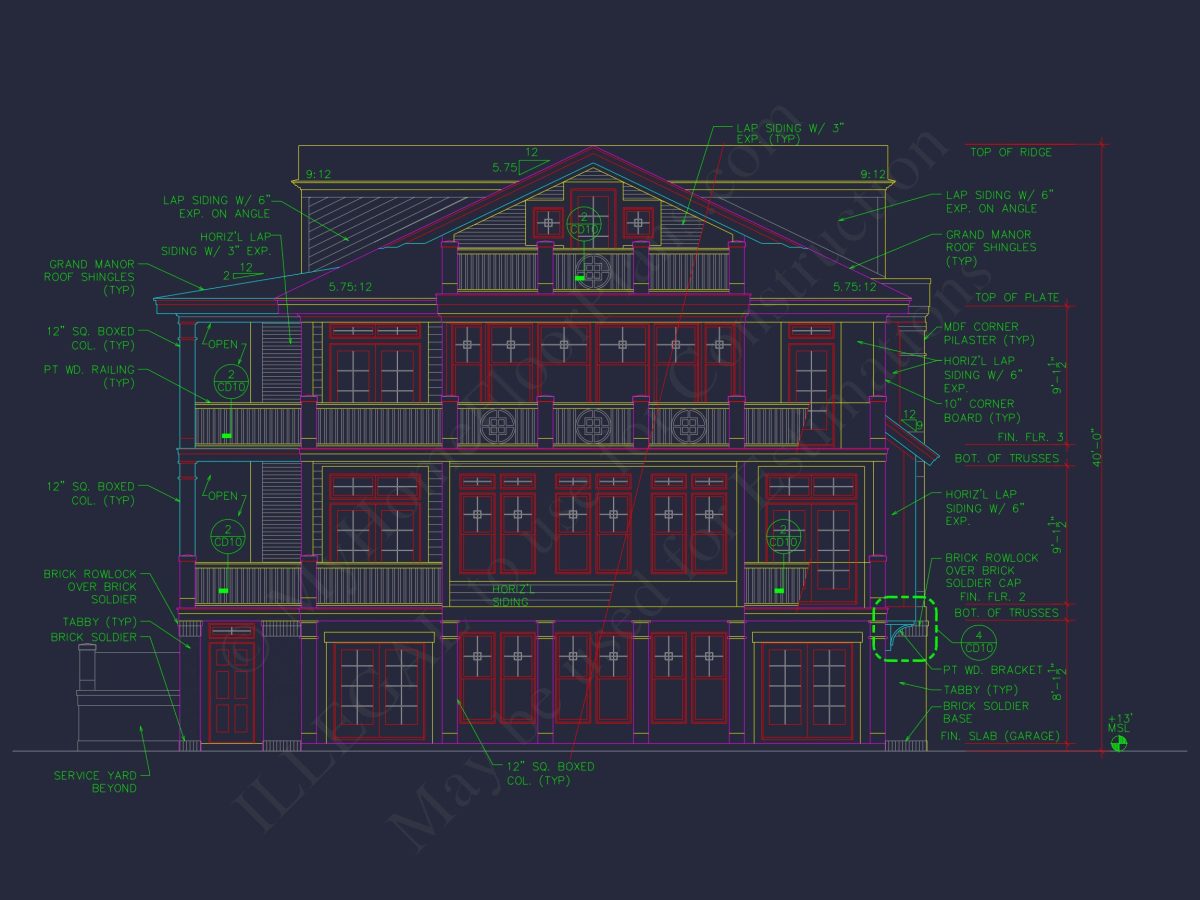 Beach house Plan w/Coastal Design - 5477 Sq Ft, 4 Beds, 4 Baths