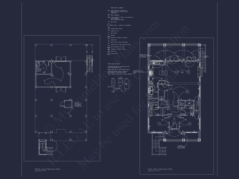 Beach house Plan with 3 Floors, CAD Architecture and Blueprint