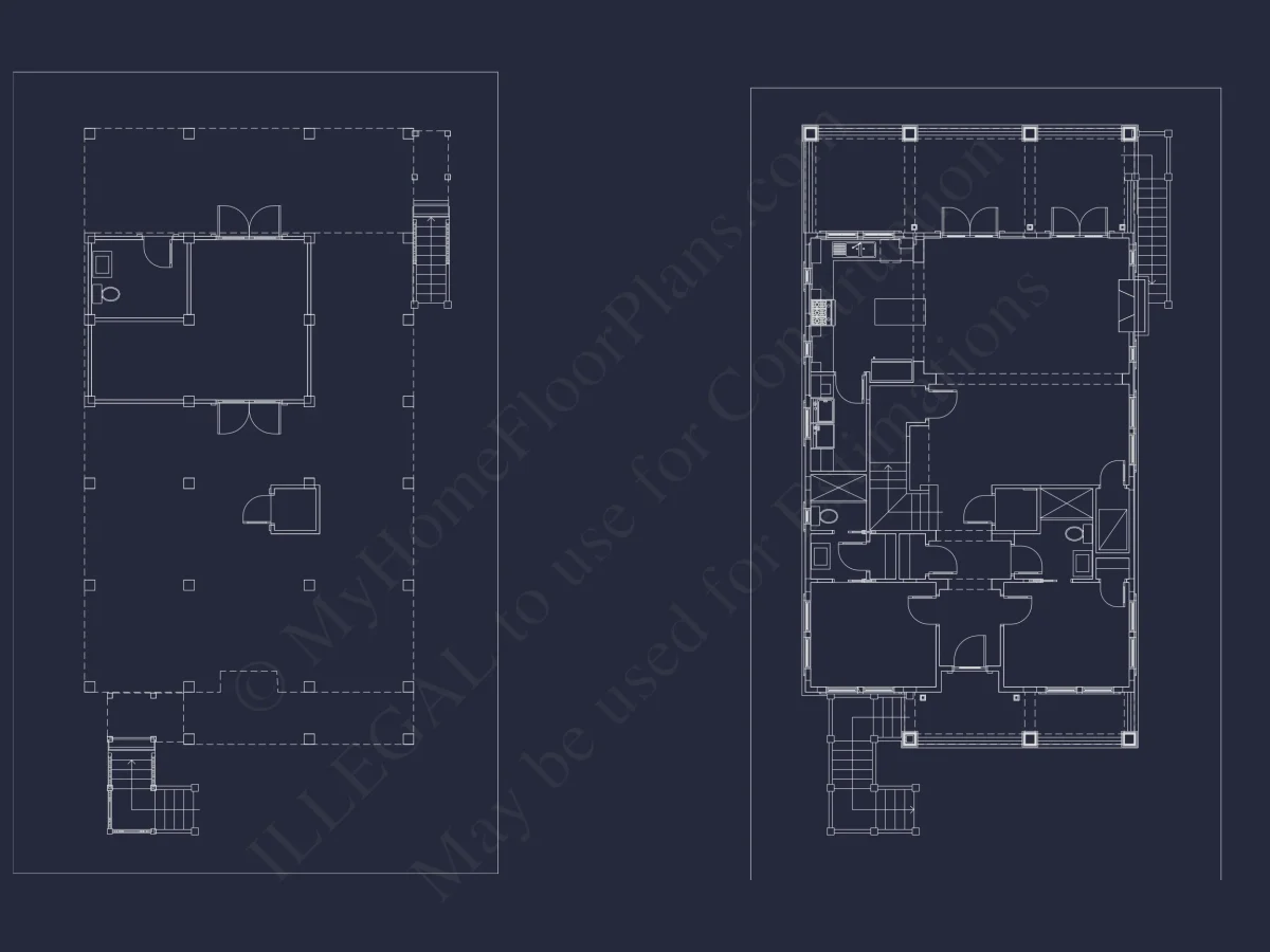 Beach house Plan with 3 Floors, CAD Architecture and Blueprint