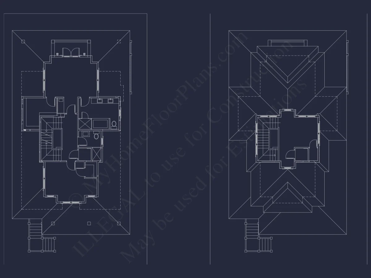 Beach house Plan with 3 Floors, CAD Architecture and Blueprint