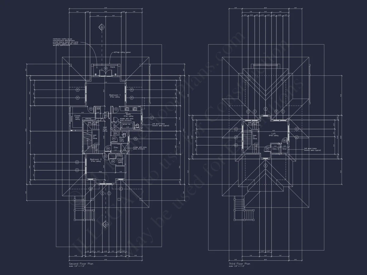 Beach house Plan with 3 Floors, CAD Architecture and Blueprint