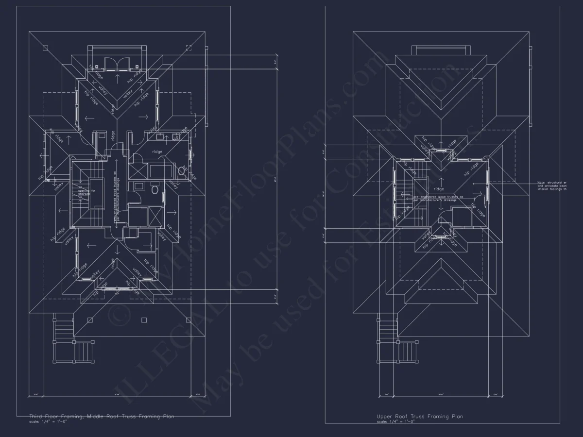 Beach house Plan with 3 Floors, CAD Architecture and Blueprint