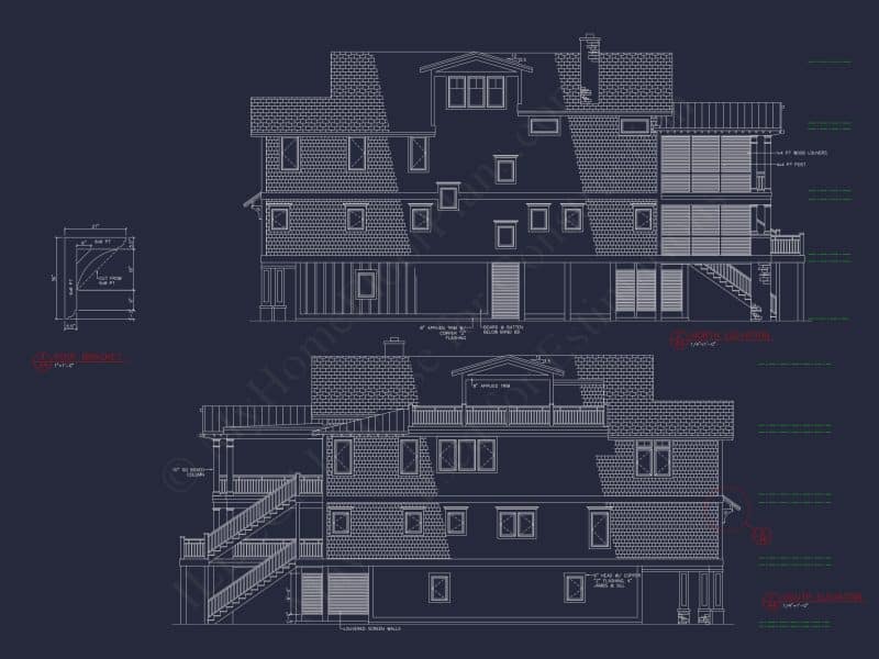 Beach house Plan with 4 Bedrooms and 3 Floors – Full CAD Design