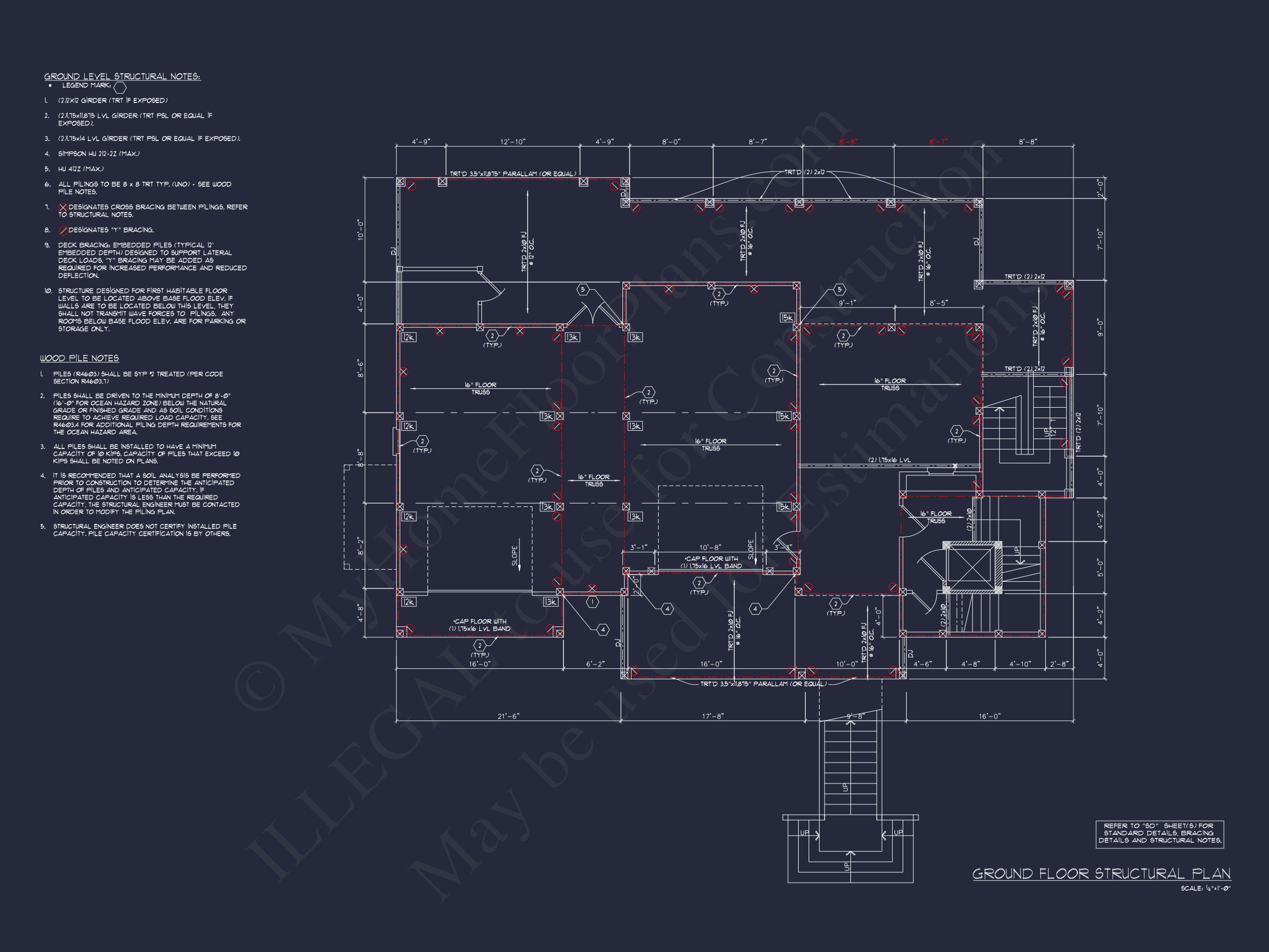 Beach house Plan with 4 Bedrooms,3 Floors,Architectural Designs