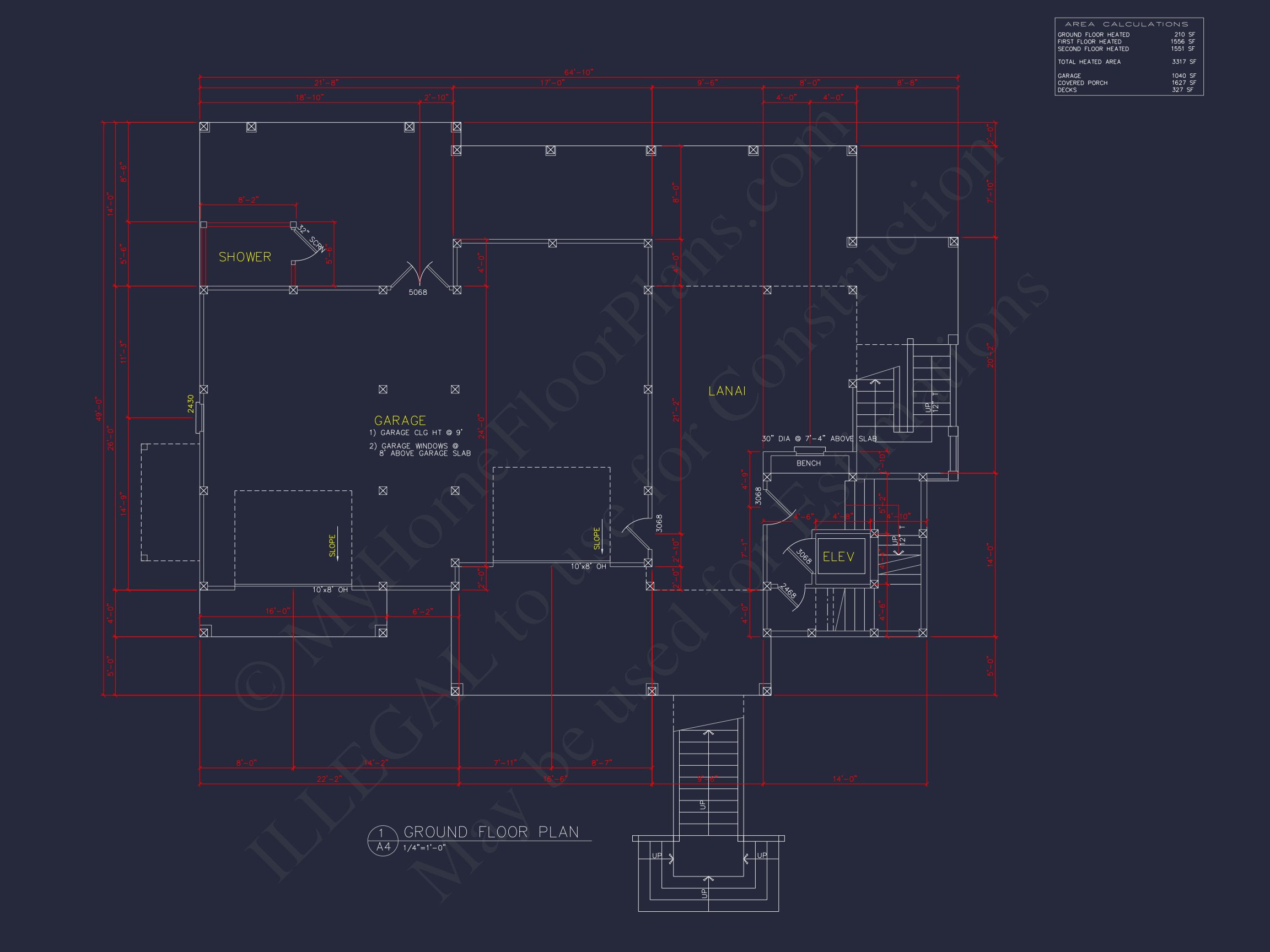 Beach house Plan with 4 Bedrooms,3 Floors,Architectural Designs