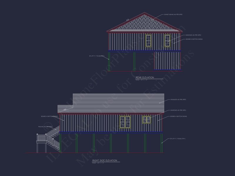 Beach house Plan with Coastal Design and 1.5 Floor Layout