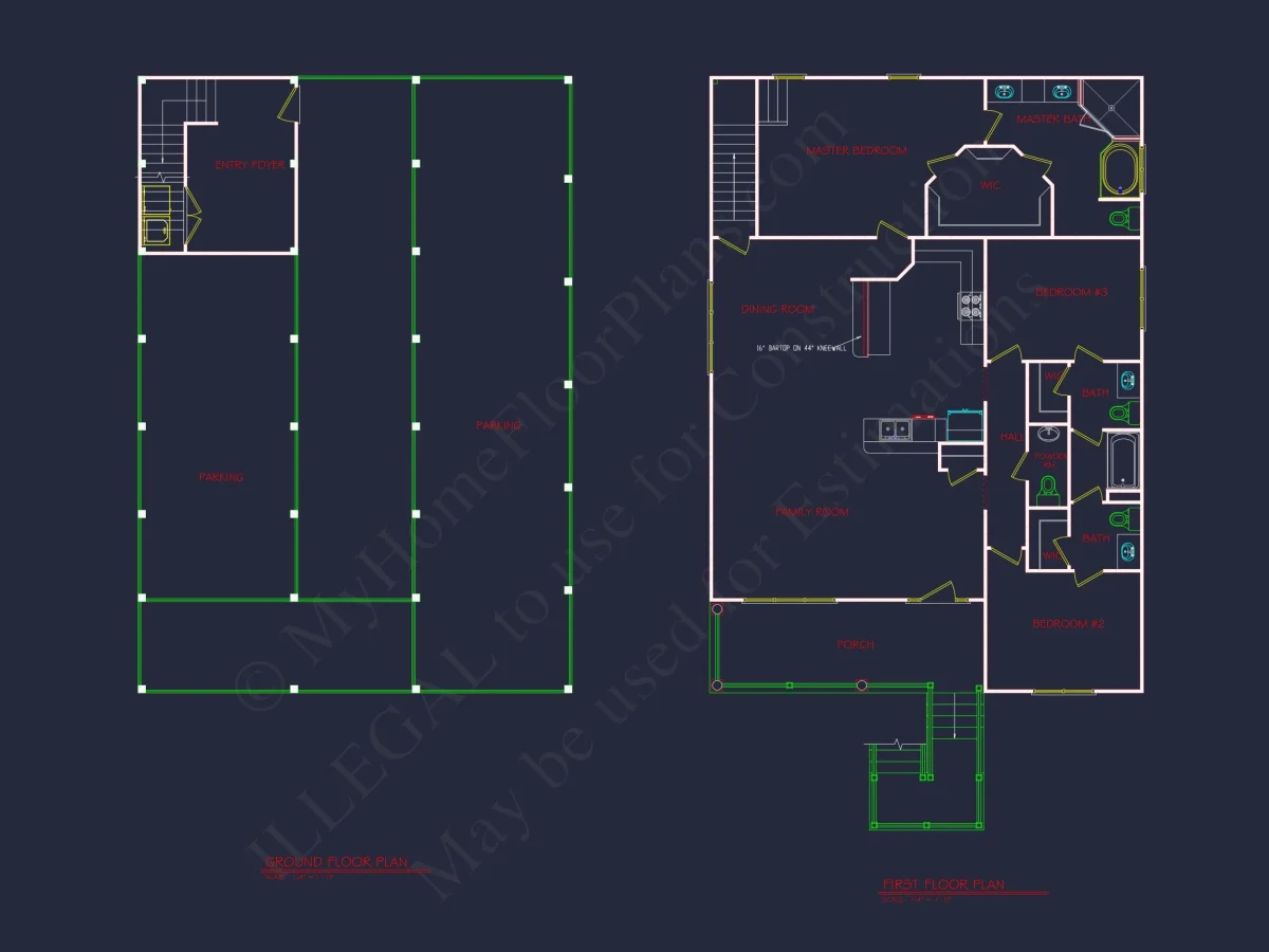 Beach house Plan with Coastal Design and 1.5 Floor Layout