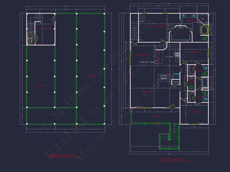 Beach house Plan with Coastal Design and 1.5 Floor Layout
