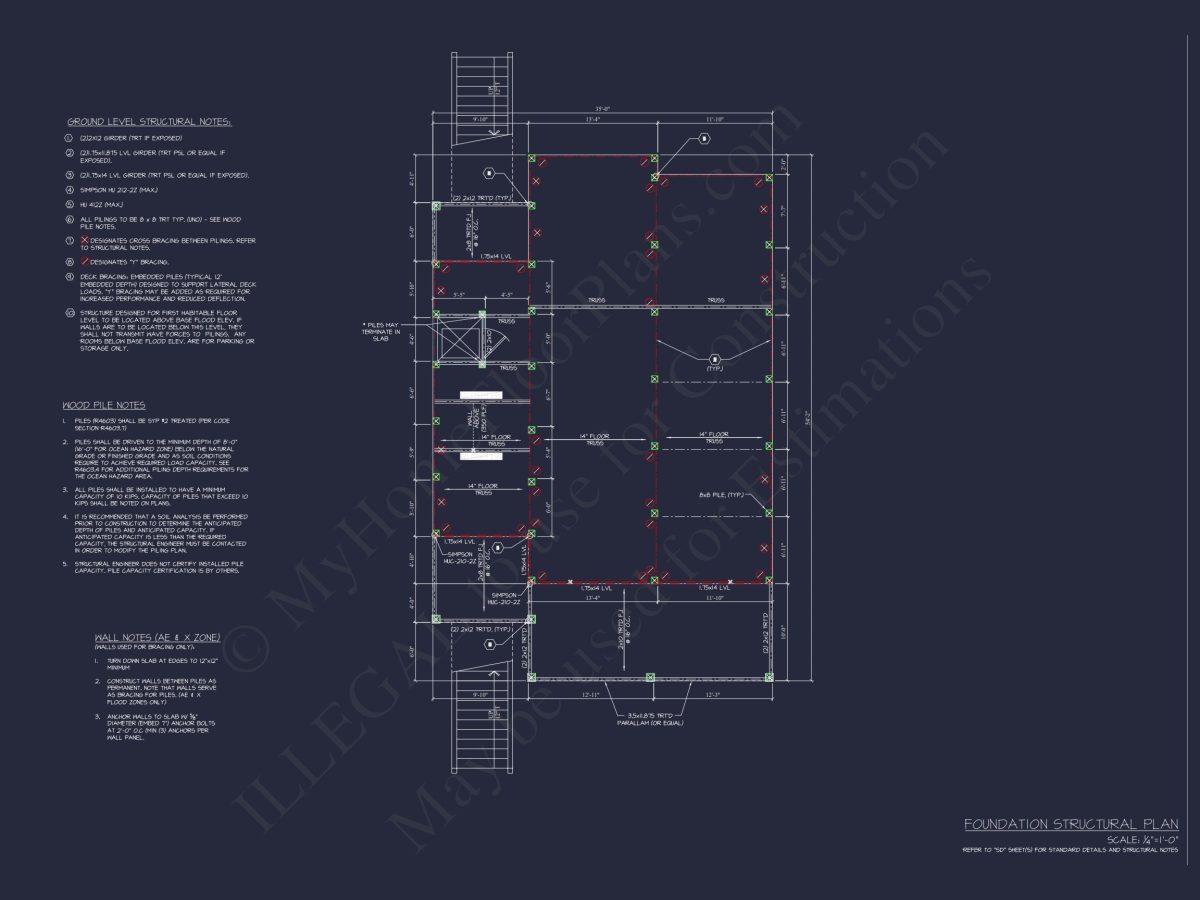 Beachfront house Plan with Blueprint & CAD Designs