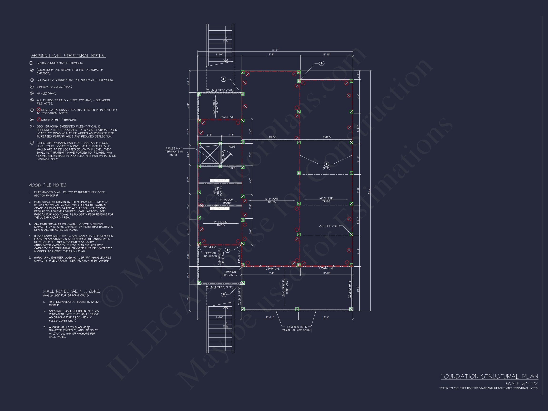 Beachfront house Plan with Blueprint & CAD Designs