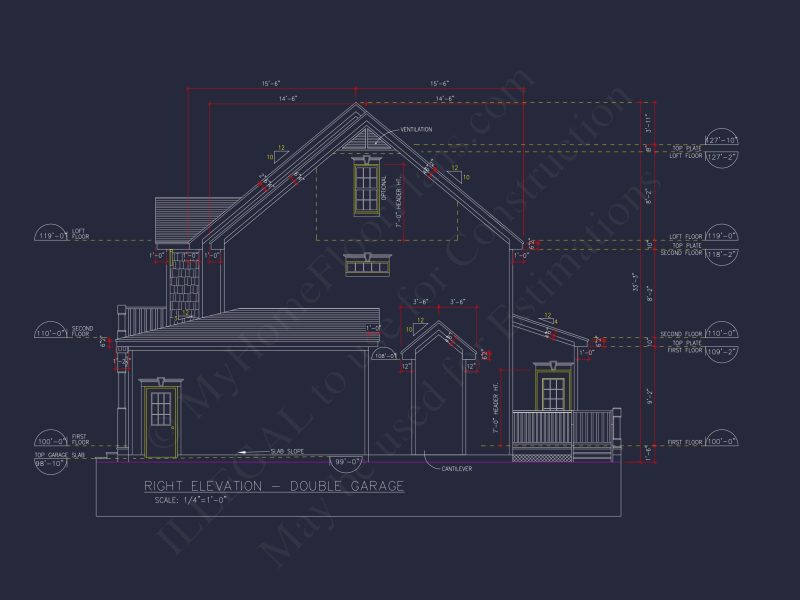 Beautiful 2-Story house Floor Plan with 3 Bedrooms and CAD Designs