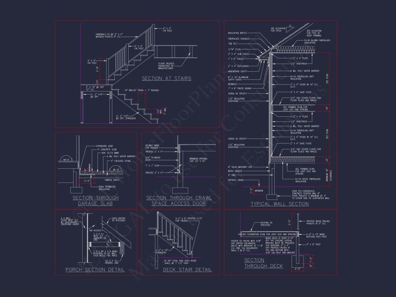 Beautiful 2-Story house Floor Plan with 3 Bedrooms and CAD Designs