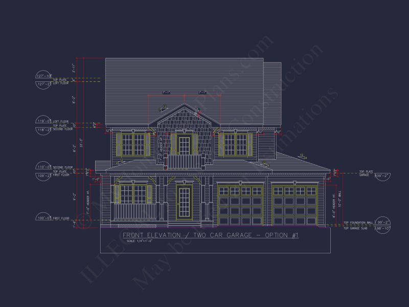 Beautiful 2-Story house Floor Plan with 3 Bedrooms and CAD Designs