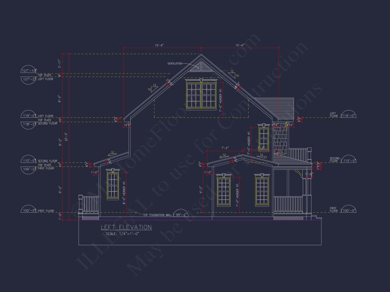 Beautiful 2-Story house Floor Plan with 3 Bedrooms and CAD Designs