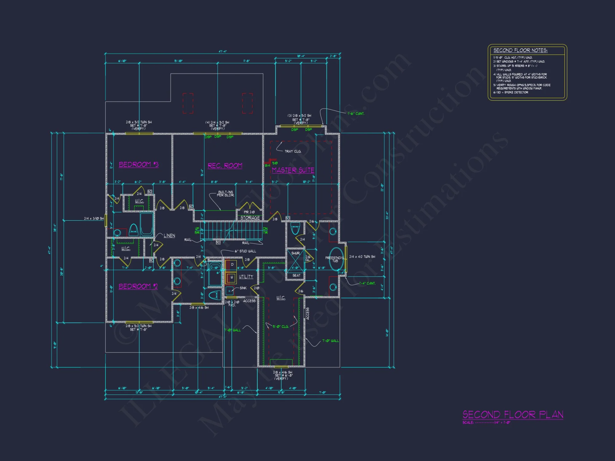 Beautiful 2-Story house Floor Plan with 5 Bedrooms and CAD Designs