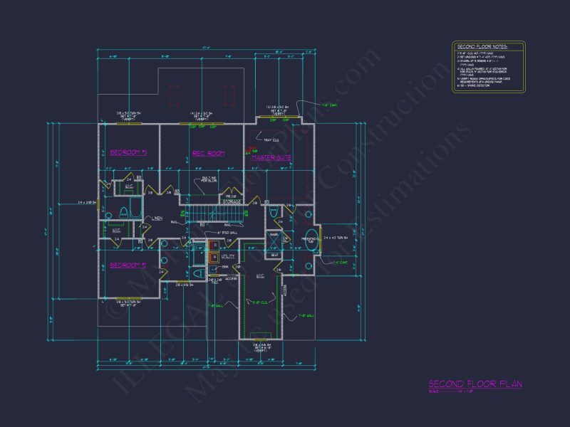 Beautiful 2-Story house Floor Plan with 5 Bedrooms and CAD Designs