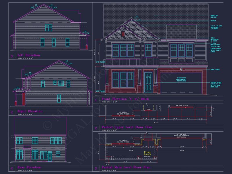 Beautiful 2-Story house Plan with 4 Bedrooms and CAD Blueprints