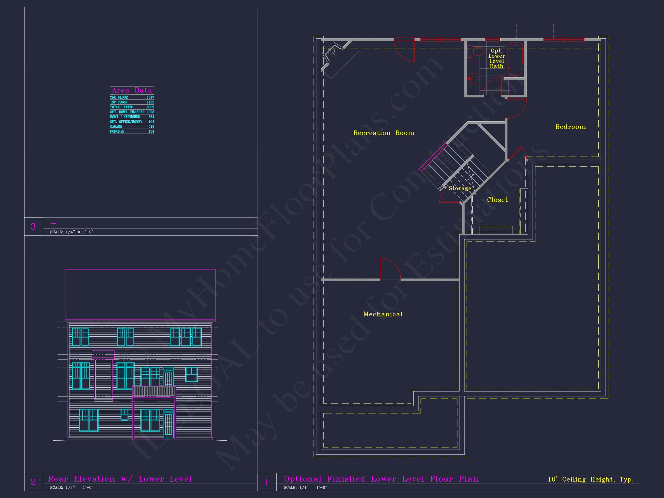Beautiful 2-Story house Plan with 4 Bedrooms and CAD Blueprints