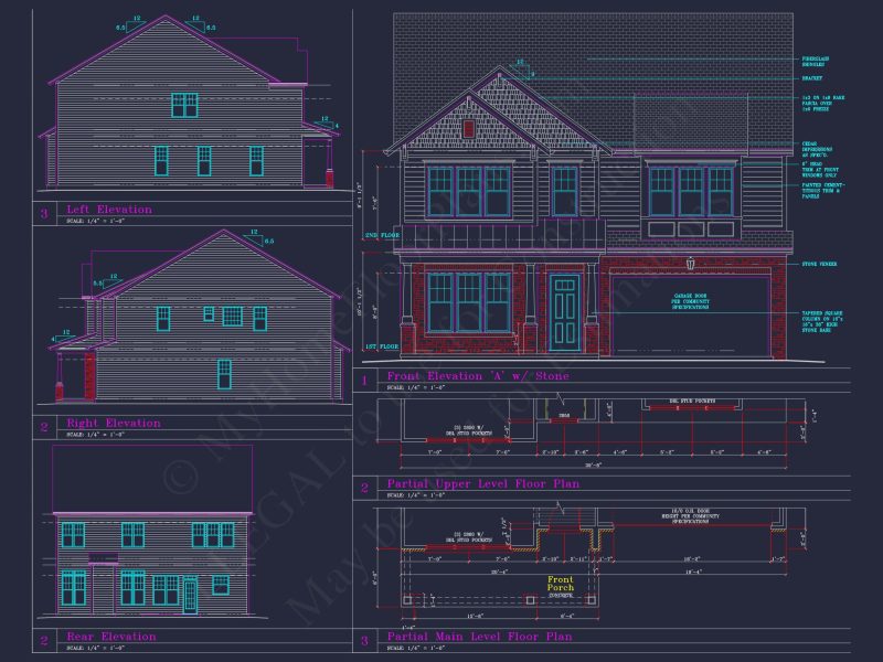 Beautiful 2-Story house Plan with 4 Bedrooms and CAD Blueprints