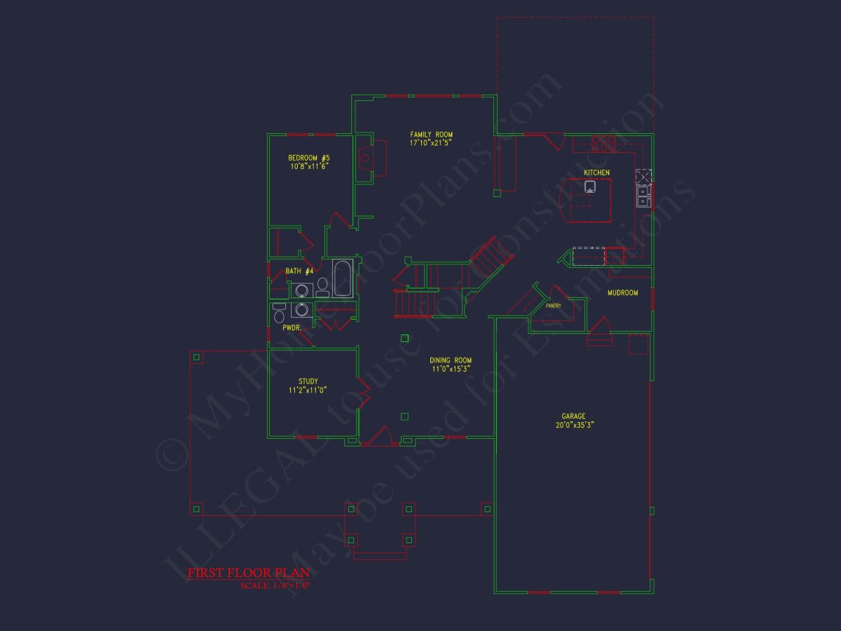 Beautiful 2-Story house Plan with 5 Bedrooms, Bonus Room & 3-Car Garage