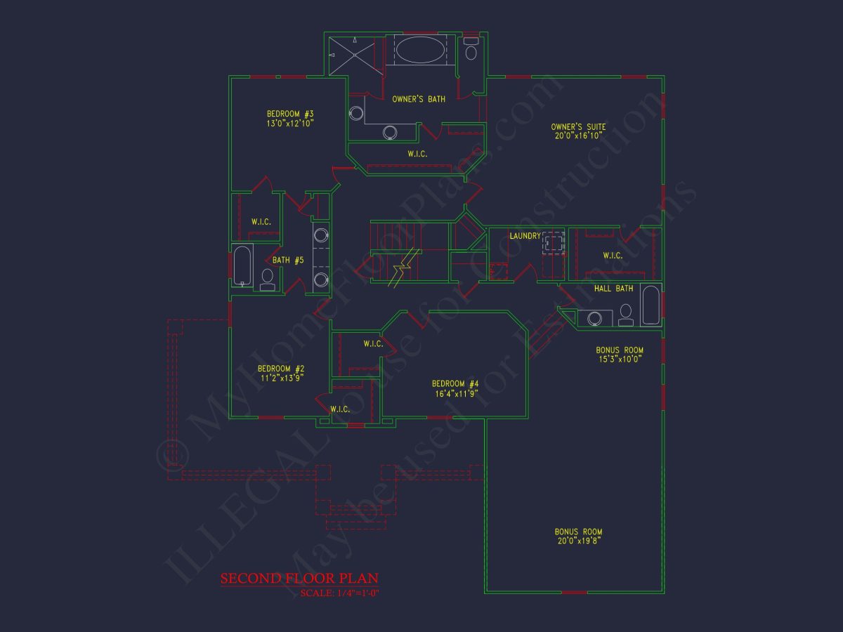 Beautiful 2-Story house Plan with 5 Bedrooms, Bonus Room & 3-Car Garage