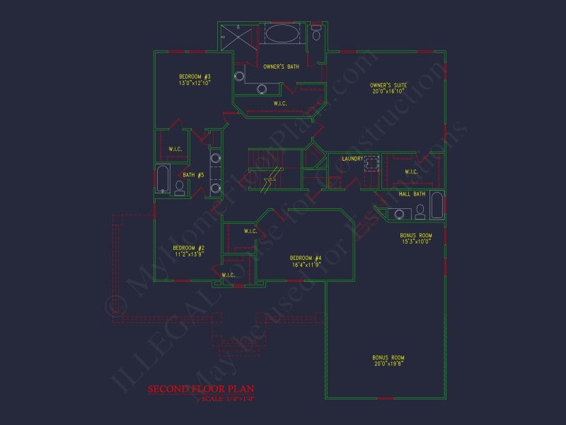 Beautiful 2-Story house Plan with 5 Bedrooms, Bonus Room & 3-Car Garage