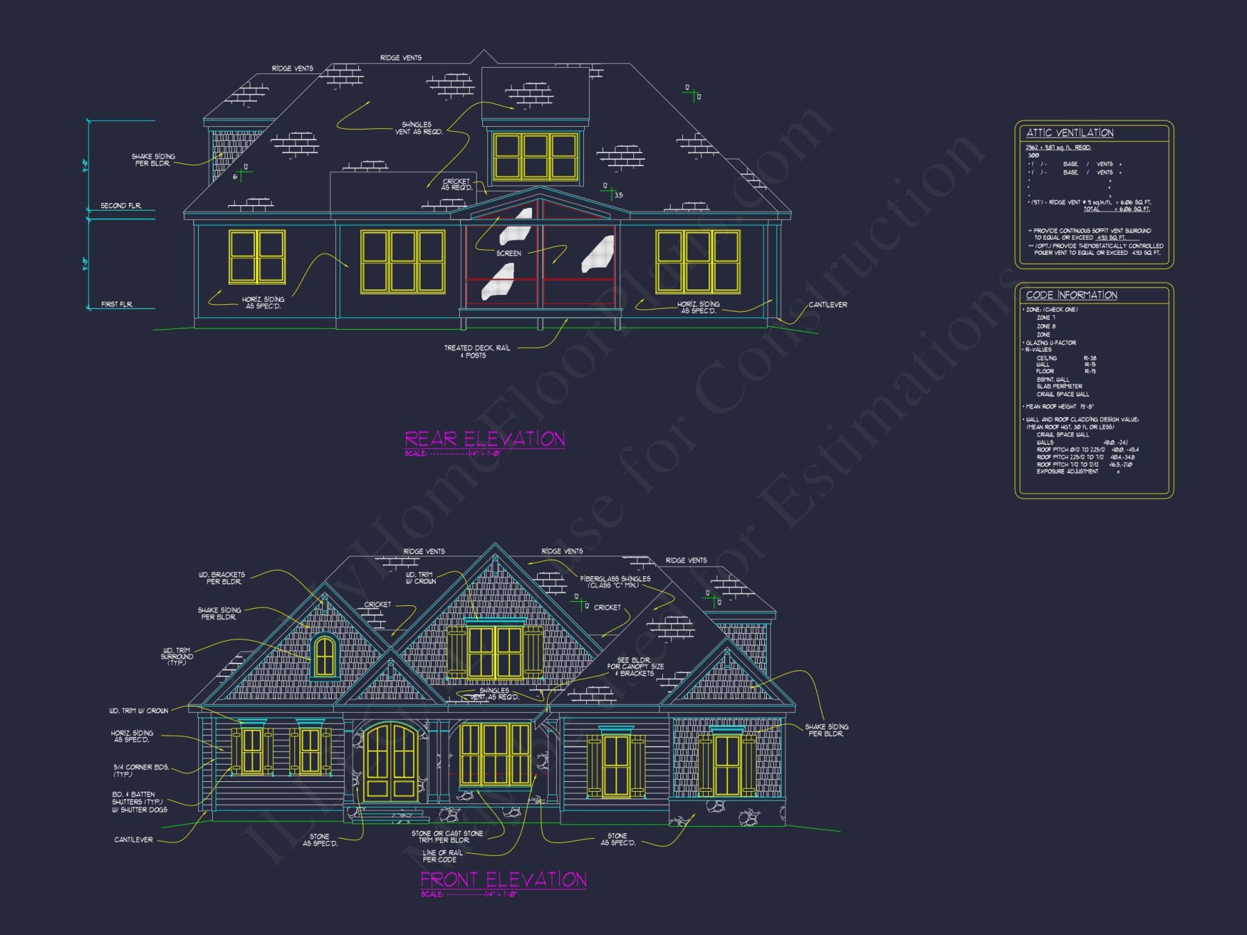 Beautiful 2-Story house Plan with 5 Bedrooms, CAD Blueprint Designs