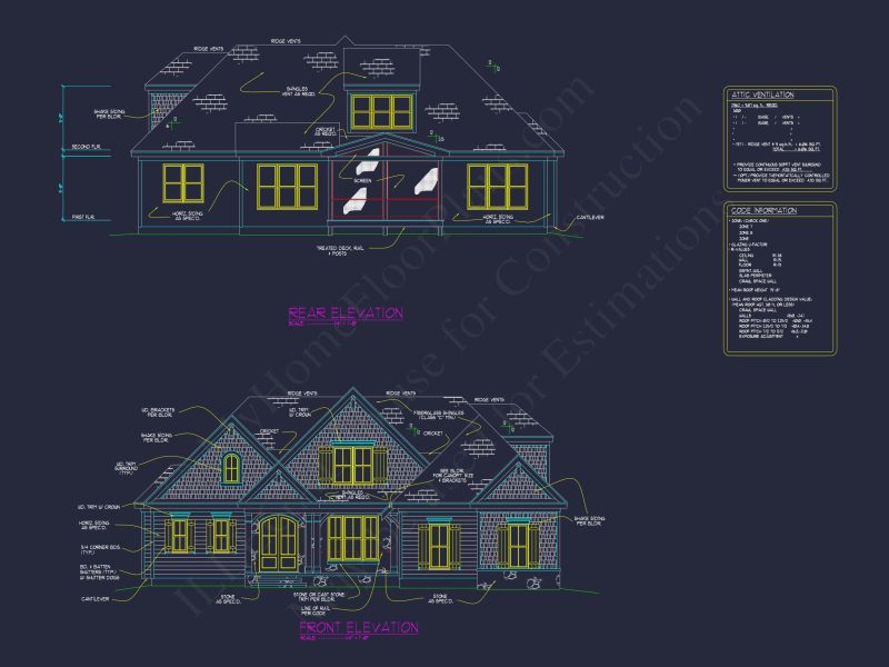 Beautiful 2-Story house Plan with 5 Bedrooms, CAD Blueprint Designs