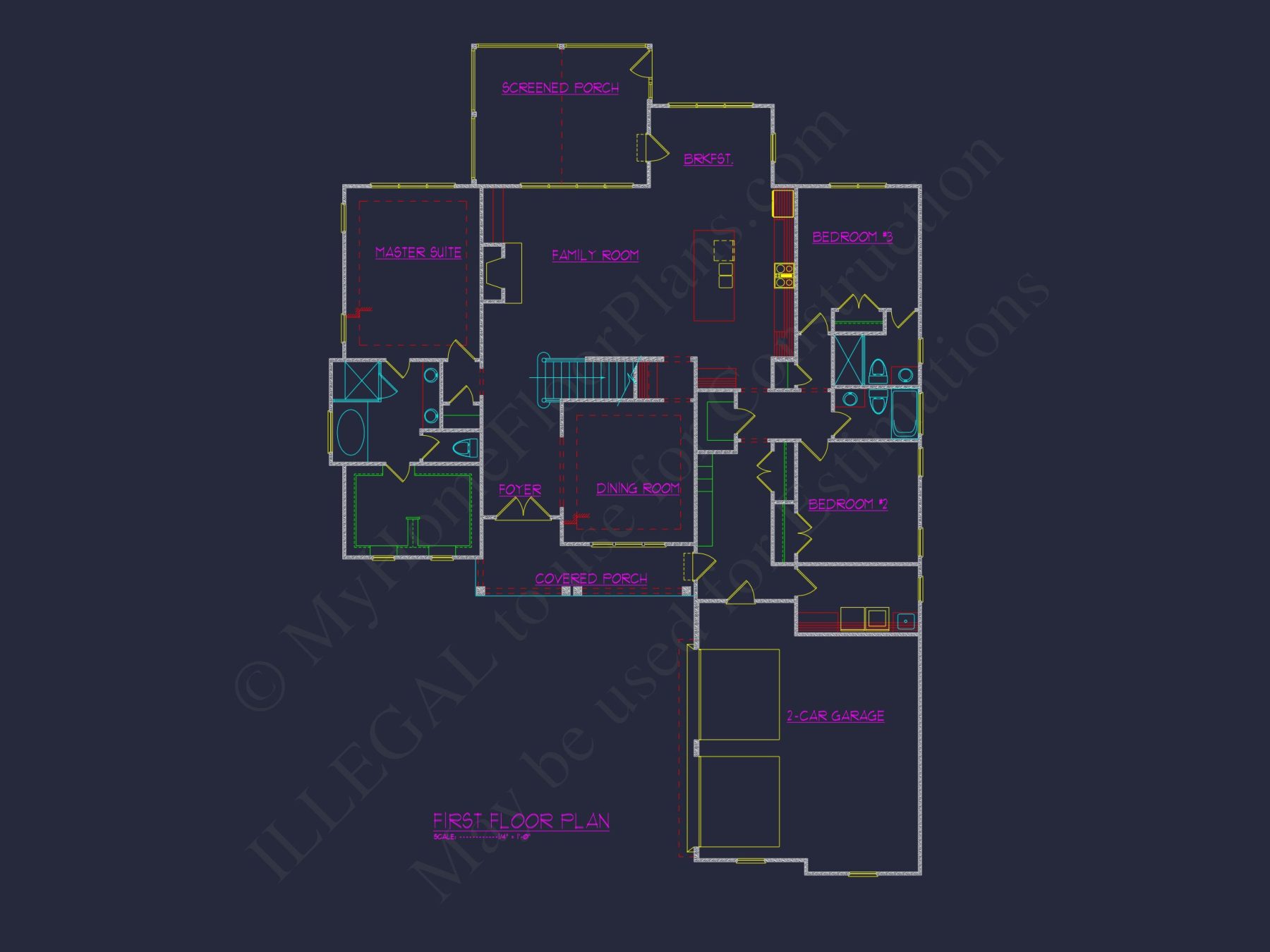 Beautiful 2-Story house Plan with 5 Bedrooms, CAD Blueprint Designs