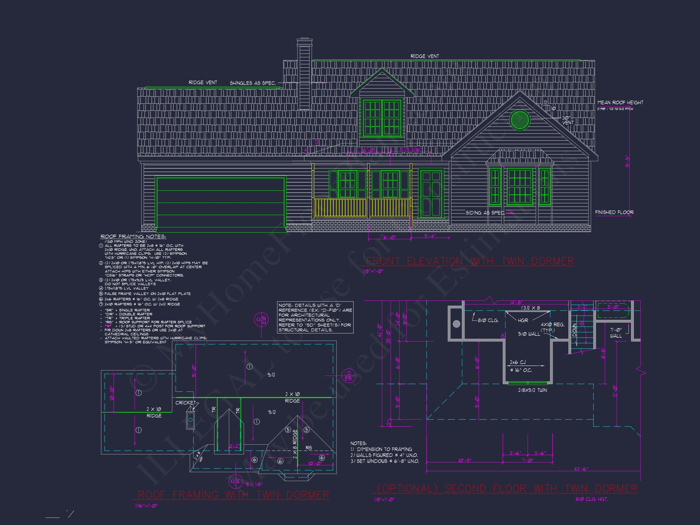 Beautiful 2-Story Home Plan with CAD Designs and Blueprint