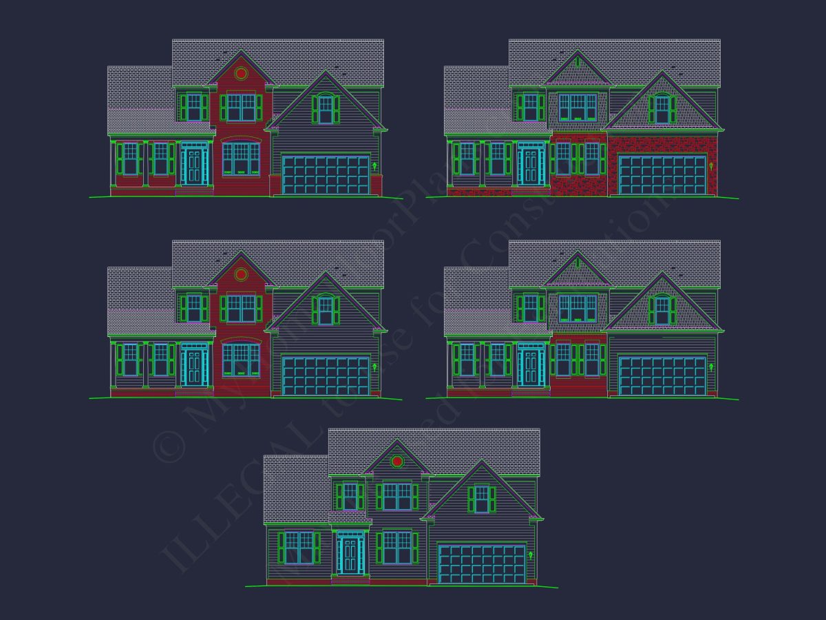 Beautiful 2-Story house Plan with CAD Floor Designs & Blueprint