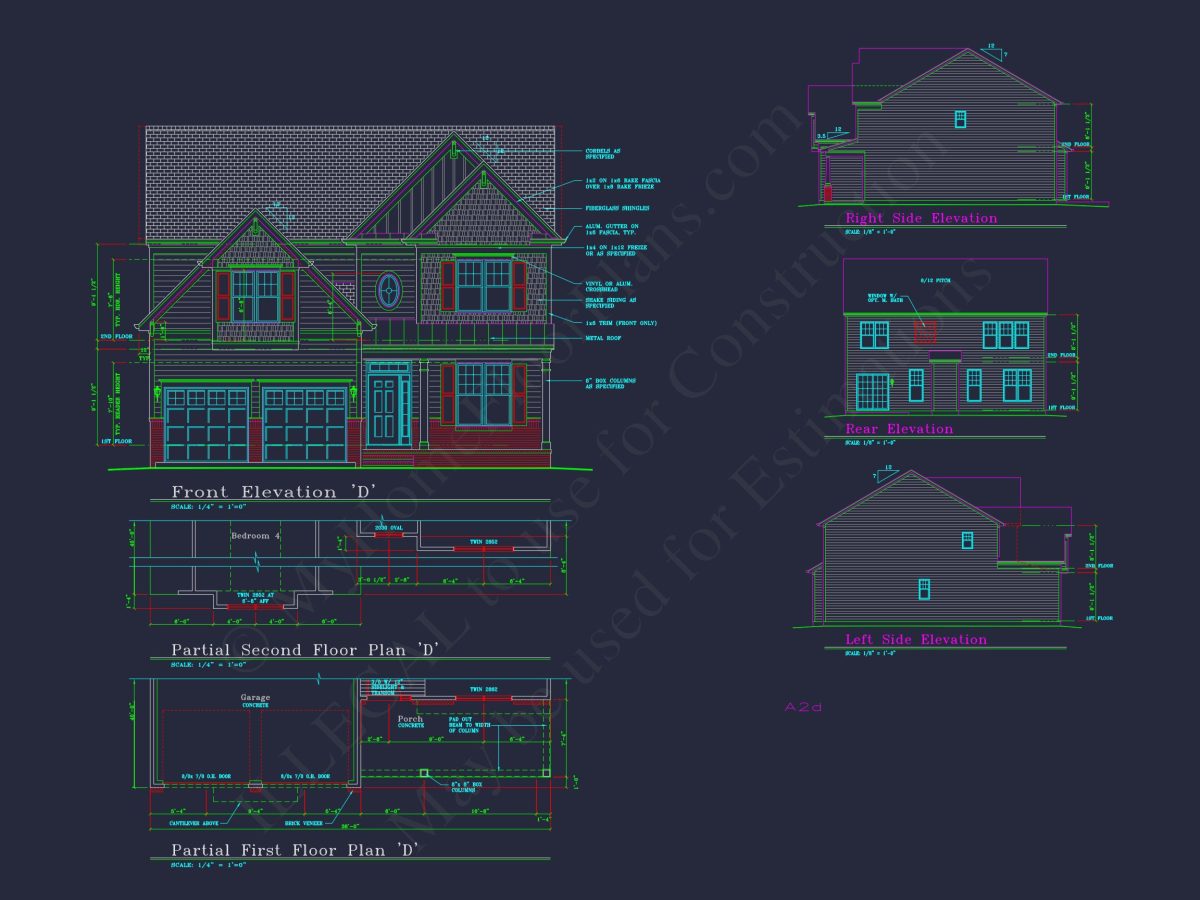 Beautiful 2-Story house Plan with CAD Floor Designs & Blueprint