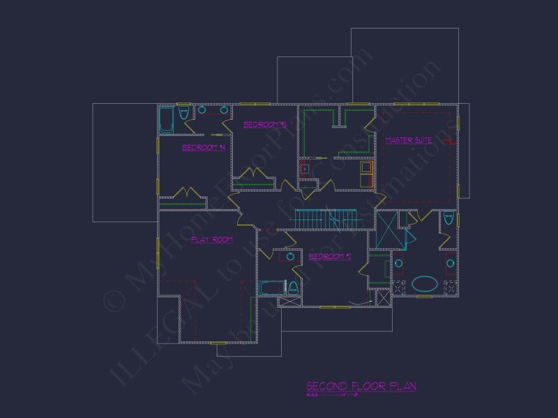 Beautiful 2.5-Story house Plan with 5 Bedrooms and Detailed CAD Designs