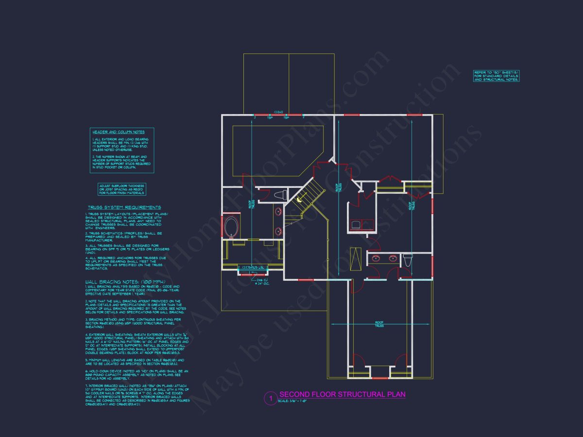 Beautiful 4-Bedroom house Plan with Open Floor Designs & CAD Blueprint